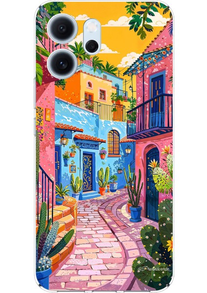 Oppo Reno 14F Uyumlu Renkli Sanat Sokak Silikon Kılıf