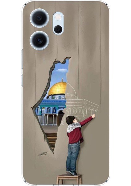 Oppo Reno 14F Uyumlu Mescid-I Aksa Duvar Baskılı Silikon Kılıf