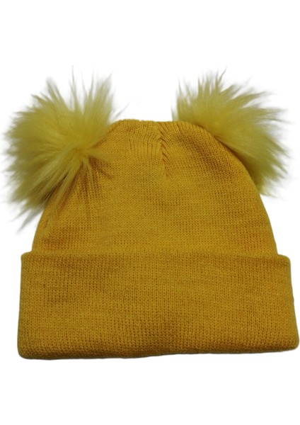 Kız Bebek Çift Ponponlu Triko Bere Standart 0-3 Yaş fiyatları