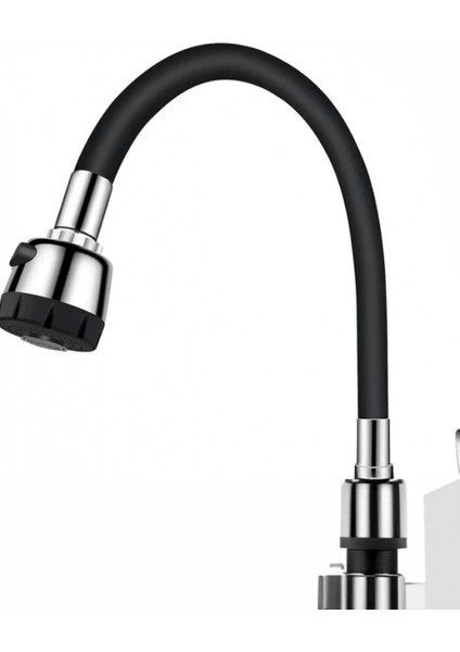 Renkli Silikonlu Oynar Başlıklı 2 Fonksiyonlu Spiral Musluk Başlığı - Siyah (K95)