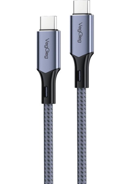 Veggieg 100W 5A E-Mark Çipli Pd Type-C To Type-C Hızlı Şarj ve Data Kablosu 1.2 Metre