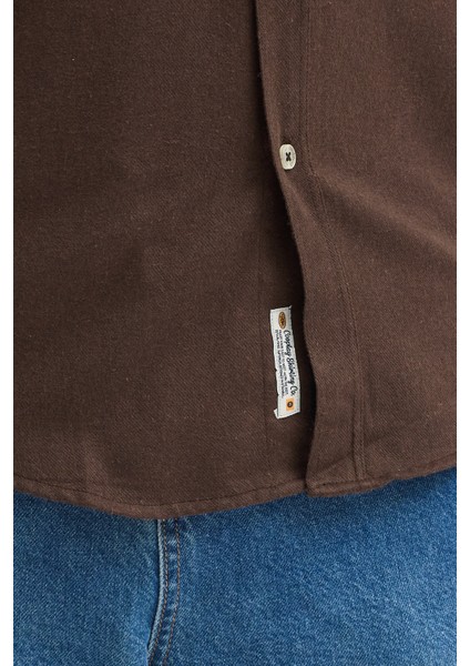 Kaşmir Görünümlü Çift Cepli Regular Fit Uzun Kollu Erkek Gömlek indirimleri