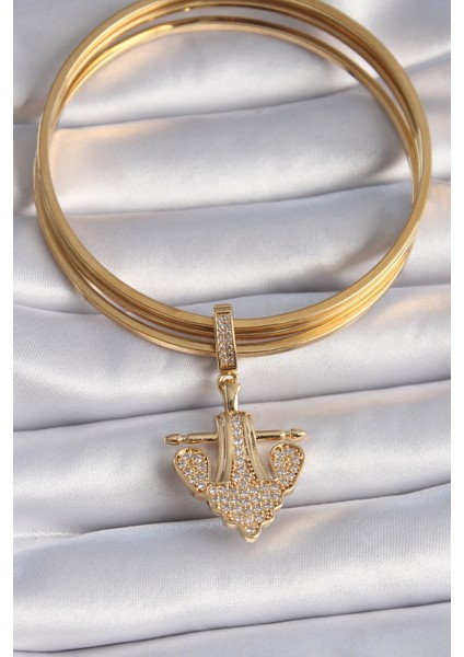 Pirinç Gold Renk Zirkon Taşlı Çapa Model Ajda Charm - TJ-BC1000 fiyatları