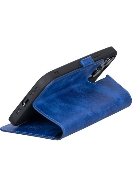 Apple iPhone 13 Pro Max Uyumlu Deri Cüzdanlı Kılıf Okyanus Mavi fırsatları