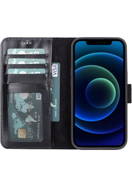 Apple iPhone 13 Uyumlu Deri Cüzdanlı Kılıf Rst1 Siyah fiyatları