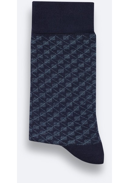 Erkek Lacivert Desenli Bambu Soket Çorap A52Y8502