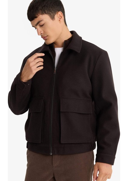 Regular Fit Gömlek Yaka Fermuarlı İç Cepli Mont E9978AX25WN