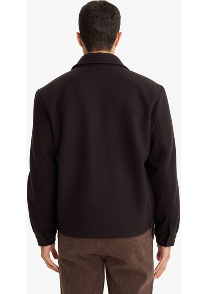 Regular Fit Gömlek Yaka Fermuarlı İç Cepli Mont E9978AX25WN