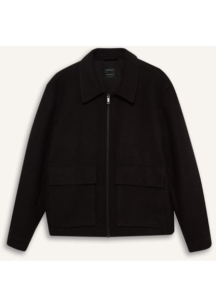 Regular Fit Gömlek Yaka Fermuarlı İç Cepli Mont E9978AX25WN