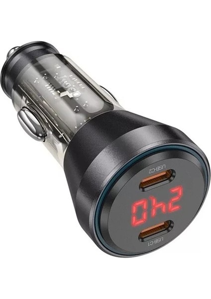 Hoco NZ12C Graceful PD60W 2 Type-C Girişli Araç Çakmaklı Hızlı Şarj ALETI-(1903)