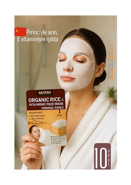 Organik Pirinç & Vitamin E Yüz Maskesi – Gözenek Sıkılaştırıcı Nemlendirici