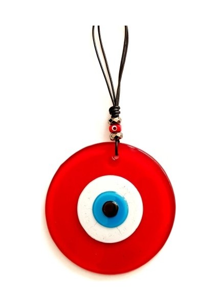 Nazar Boncuklu Deri Ipli Tasarım Harikası Kırmızı Cam Duvar Süsü fiyatları