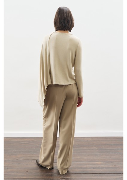 Şal Detaylı Dökümlü Bluz Taş