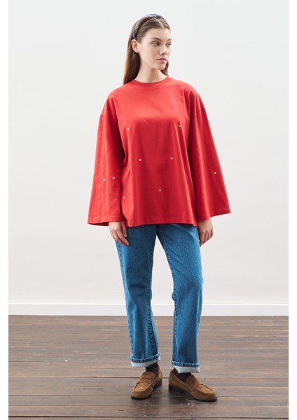 Çıtçıt Ayarlamalı Tshırt Kırmızı