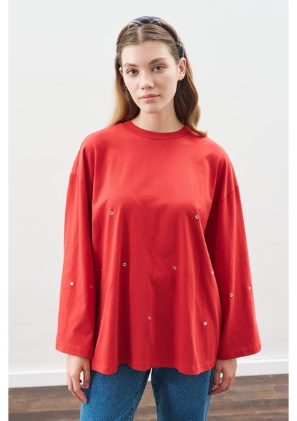 Çıtçıt Ayarlamalı Tshırt Kırmızı modelleri