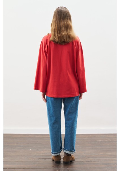 Çıtçıt Ayarlamalı Tshırt Kırmızı