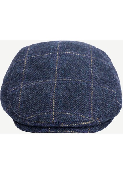 Yün Karışımlı Ekose Desen Kasket Şapka