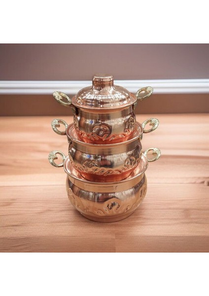 Mini Bakır Tencere 18*8 cm Mini Süs Tencere 3'lü Süs Biblo Tencere Minyatur Tencere fiyatları