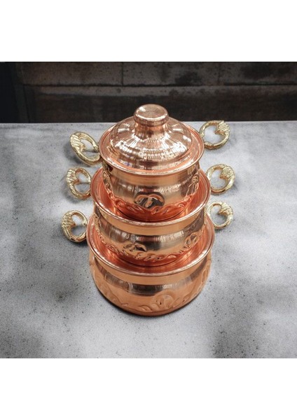 Mini Bakır Tencere 18*8 cm Mini Süs Tencere 3'lü Süs Biblo Tencere Minyatur Tencere fırsatları