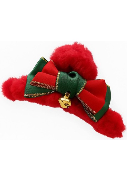 Yılbaşı Temalı Zilli Peluş Kırmızı Mandal Toka