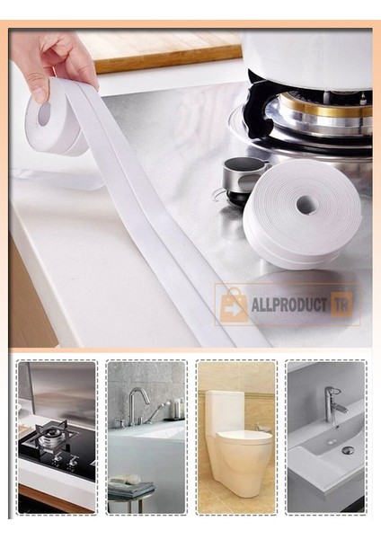 Su Sızdırmaz Banyo Mutfak Lavabo Küvet Kenar Bandı 3.2 M x 38 mm – Kendinden Yapışkanlı Su Geçirmez Izolasyon Şerit Bandı, Pvc Sızdırmaz Tamir Bandı Beyaz