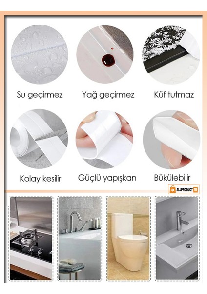 Su Sızdırmaz Banyo Mutfak Lavabo Küvet Kenar Bandı 3.2 M x 38 mm – Kendinden Yapışkanlı Su Geçirmez Izolasyon Şerit Bandı, Pvc Sızdırmaz Tamir Bandı Beyaz