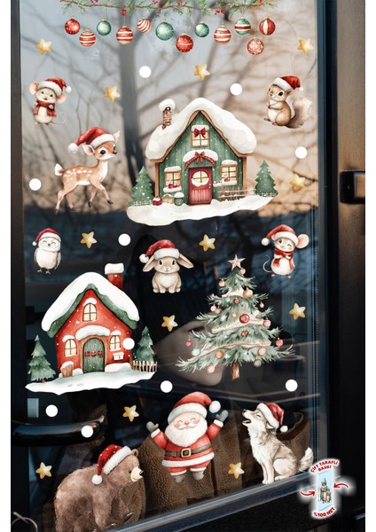 89 Parça Çift Taraflı Yılbaşı Cam Sticker Seti – Suya Dayanıklı Noel Süsleri - Yeni Yıl Cam Duvar fırsatları