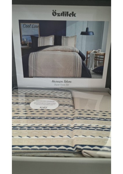 Ranforce Çift Kişilik Nevresim Takımı Cool Line Lacivert Bej fiyatları