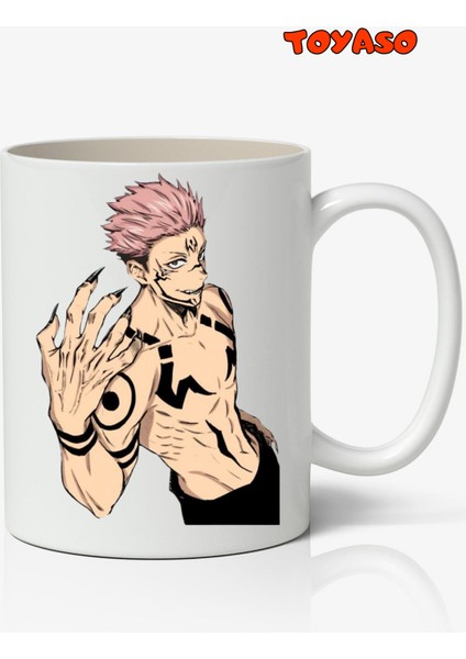 Sukuna Face - Jujutsu Kaisen Anime Temalı Beyaz Kupa Bardak Sevgiliye Arkadaşa Hediye