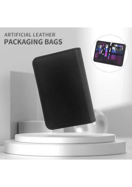 18 Parça Profesyonel Manikür Pedikür Seti Paslanmaz Çelik Yüz Bakım Tırnak Ayak Bakım Seyahat Çanta