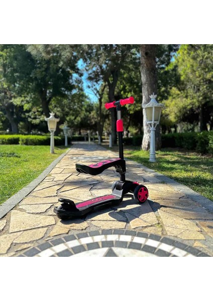 Oturaklı Combo Scooter - 3-7 Yaş Ayarlanabilir Gidonlu | 50 kg Taşıma Kapasiteli Işıklı 3 Tekerlekli Çocuk Scooterı fırsatları