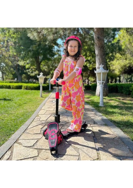 Oturaklı Combo Scooter - 3-7 Yaş Ayarlanabilir Gidonlu | 50 kg Taşıma Kapasiteli Işıklı 3 Tekerlekli Çocuk Scooterı indirimleri