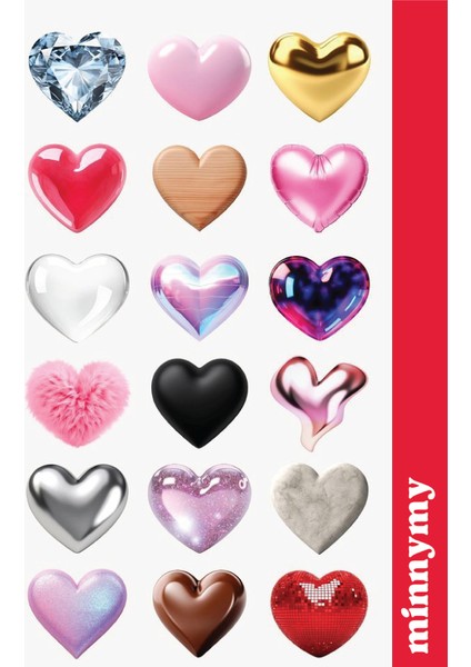 Heart Collection Sticker, Çıkartma, Ajanda, Günlük, Planlayıcı, Bullet Journal ,scrapbook
