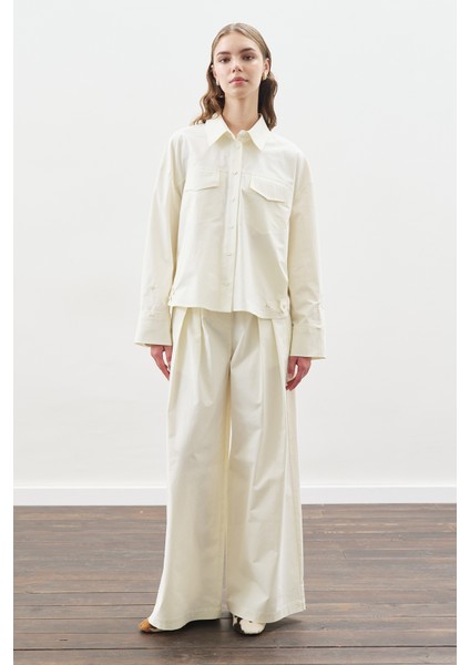 Dikiş Detaylı Bomber Gömlek Ekru indirimleri