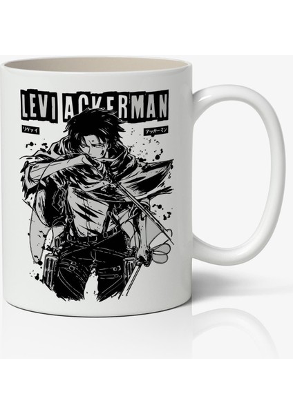 Levi Ackerman Anime Temalı Beyaz Kupa Bardak Sevgiliye Arkadaşa Hediye