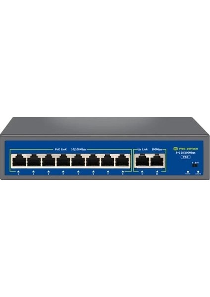 NVC-HIF0820FBL-C 8+2 Port 120W 10/100MBPS Poe Switch (250M Extend Modlu)