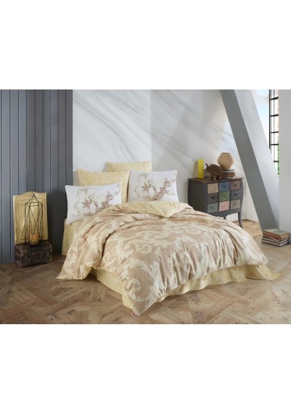 Hobby Çift Kişilik Ranforce Nevresim Takımı Avangarde Krem