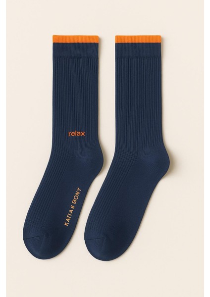Erkek Relax Baskılı Soket Çorap Lacivert