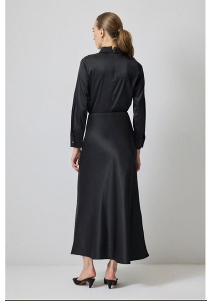 Çıtçıtlı Saten Gömlek Body Siyah modelleri