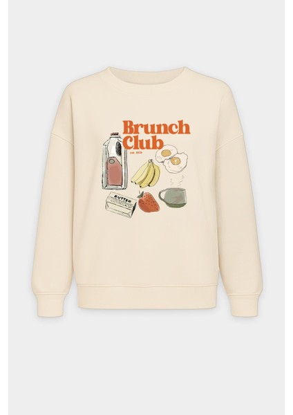 Kadın Içi Şardonlu Baskılı Oversize Sweatshirt fiyatları