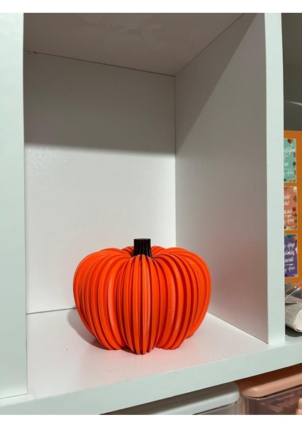 Dekoratif Balkabağı Large - 12 cm - 2 Adet - 1 Adet Turuncu, 1 Adet Bej Rengi