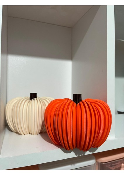 Dekoratif Balkabağı Large - 12 cm - 2 Adet - 1 Adet Turuncu, 1 Adet Bej Rengi fiyatları