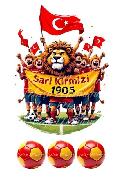 Sarı Kırmızı Pasta Süsü - Pasta Resmi ve Baskısı Pasta Süsü - Doğum Günü Yenilebilir Kağıt Baskı 2