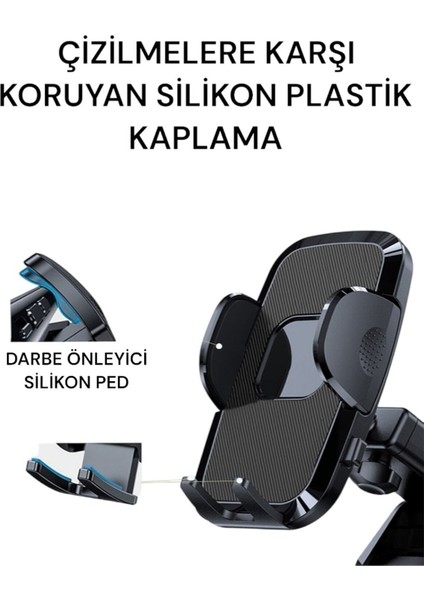 Araç Içi Otomatik Telefon Tutucu Cam ve Torpido Için Premium Versiyon Siyah Cam Tr modelleri