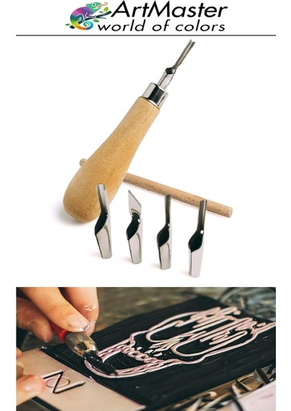 Linol Oyma Seti 7 Li 1 Paket Ahşap Saplı Linol Oyma Kesme Bıçak Seti 5 Bıçaklı 7 Parça Linolyum Baskı Ahşap Saplı modelleri