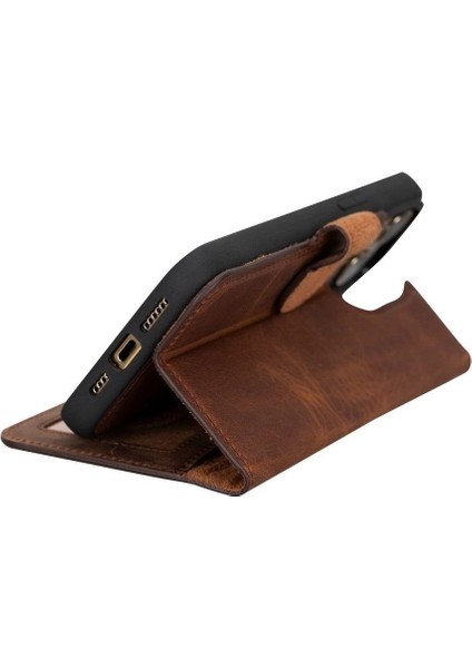 Apple iPhone 15 Pro Max Uyumlu Deri Cüzdanlı Kılıf Mwwn G2 Kahve modelleri