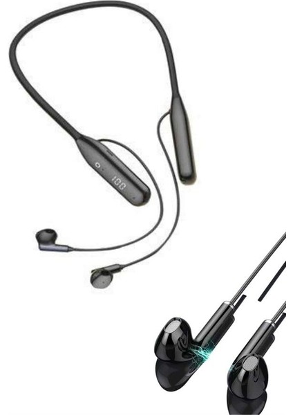 60 Saat Kablolu Boyun Askılı Dijital Göstergeli Bluetooth Kulaklığı - M985K075-R67985 modelleri