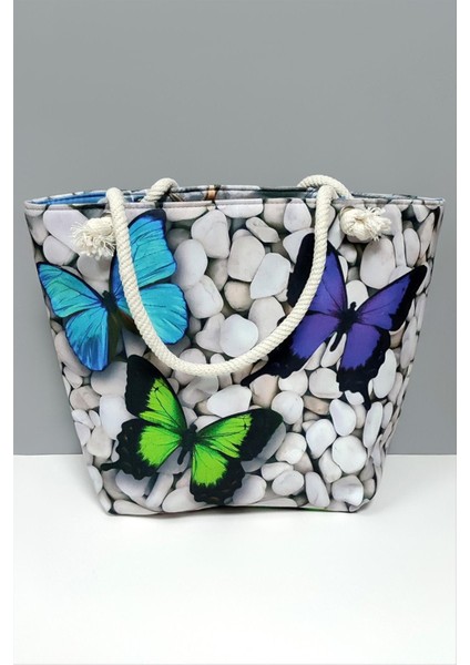 Kelebek Desenli Plaj Çantası
