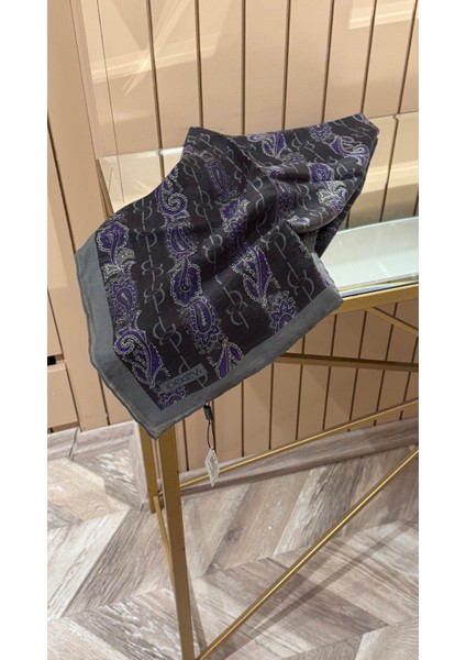 Ipekevi Desenli Tensel Eşarp Siyah Mor