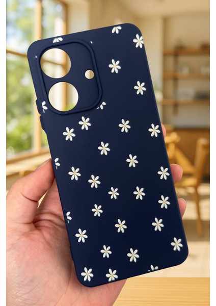 Realme Note 60 Uyumlu Mini Papatya Desenli Silikon Darbe Emici Klasik Korumalı Rubber Kılıf